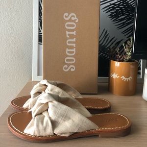 BNIB!  Soludos Knotted Slide Sandal In Blush/Cream